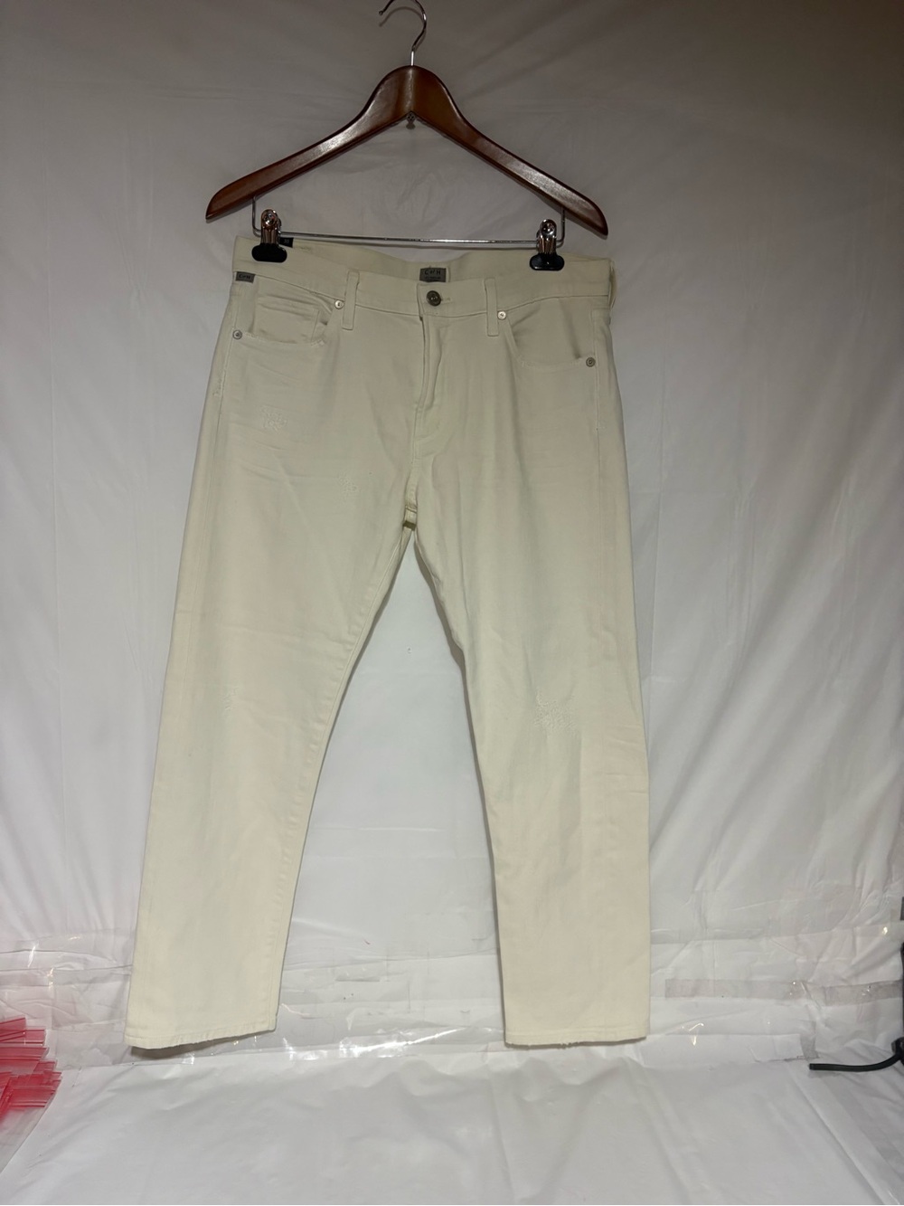 Citizens Of Humanity Cream Cropped Straight Jeans